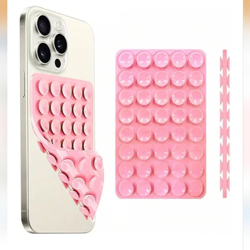 Pink‎ Silicone Suction Cup Phone Mount Adhesive Hands Free Holder for Mirrors